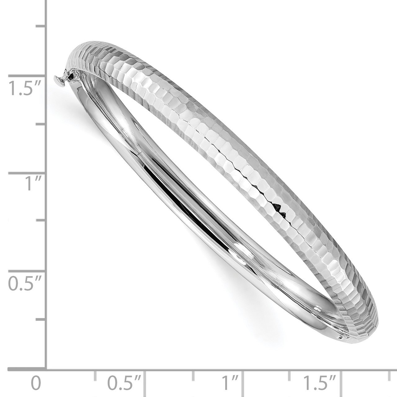 14k White Gold 3/16 Hammered Children's Hinged Bangle-2