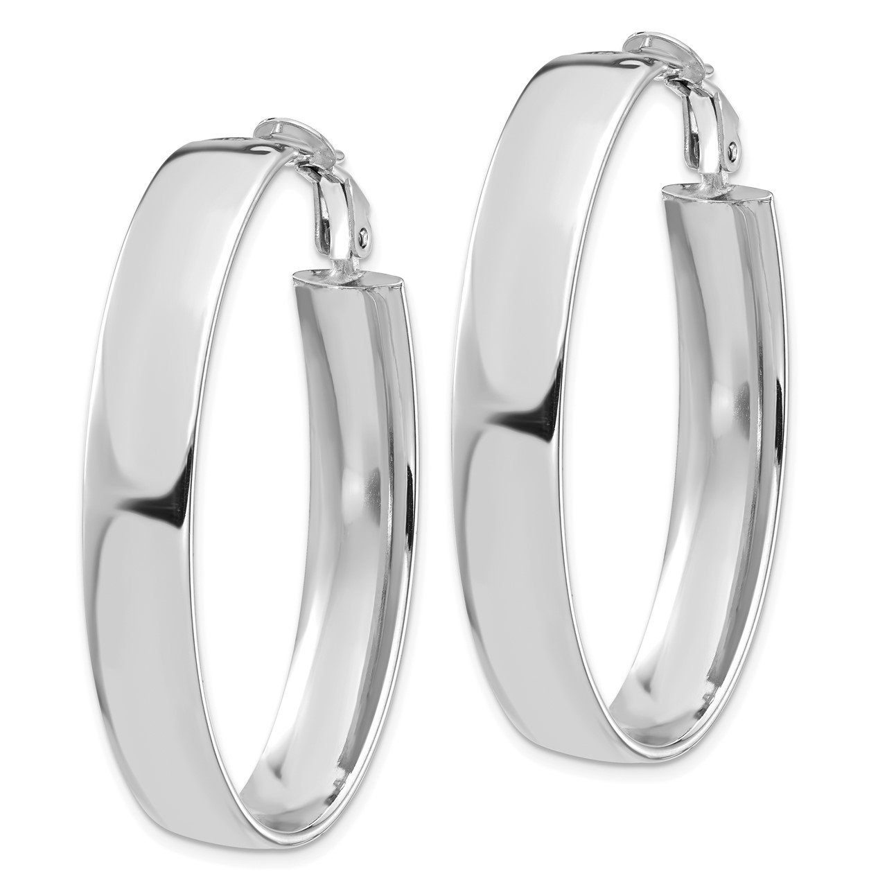 Leslie's 14K White Gold 7.75mm High Polished Omega Back Hoop Earrings-1