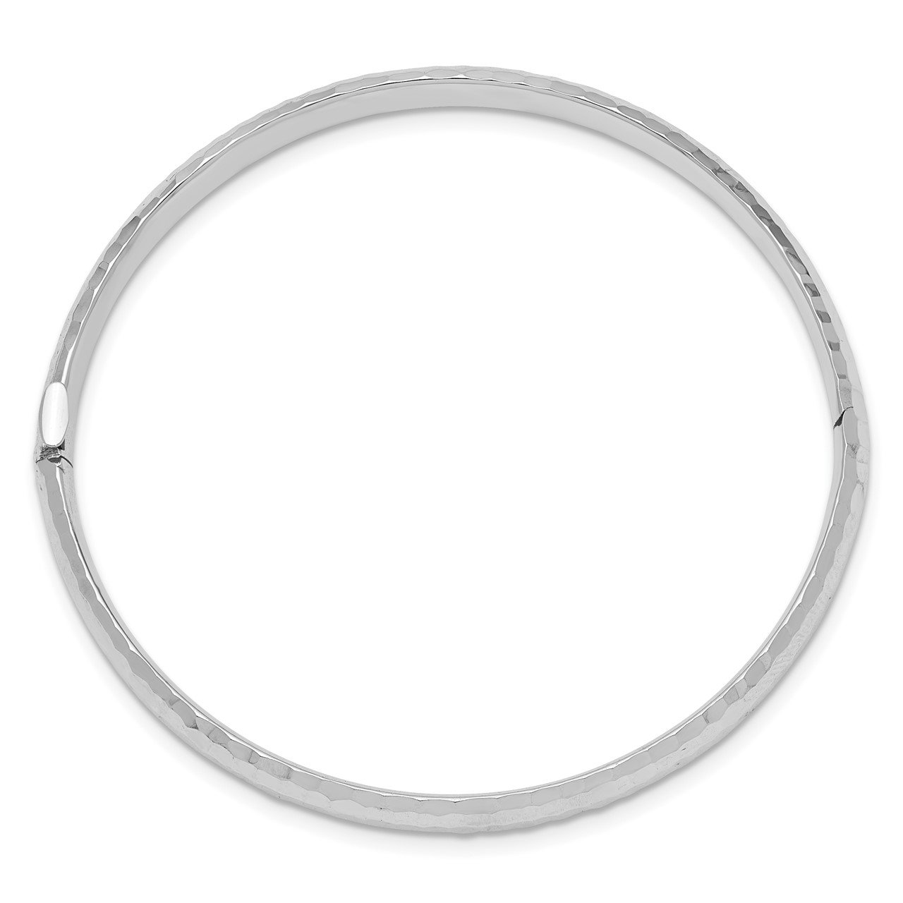 14k White Gold 3/16 Hammered Children's Hinged Bangle-1