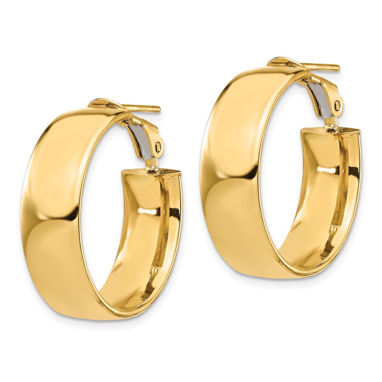 Leslie's 14K 7.75mm High Polished Omega Back Hoop Earrings-1