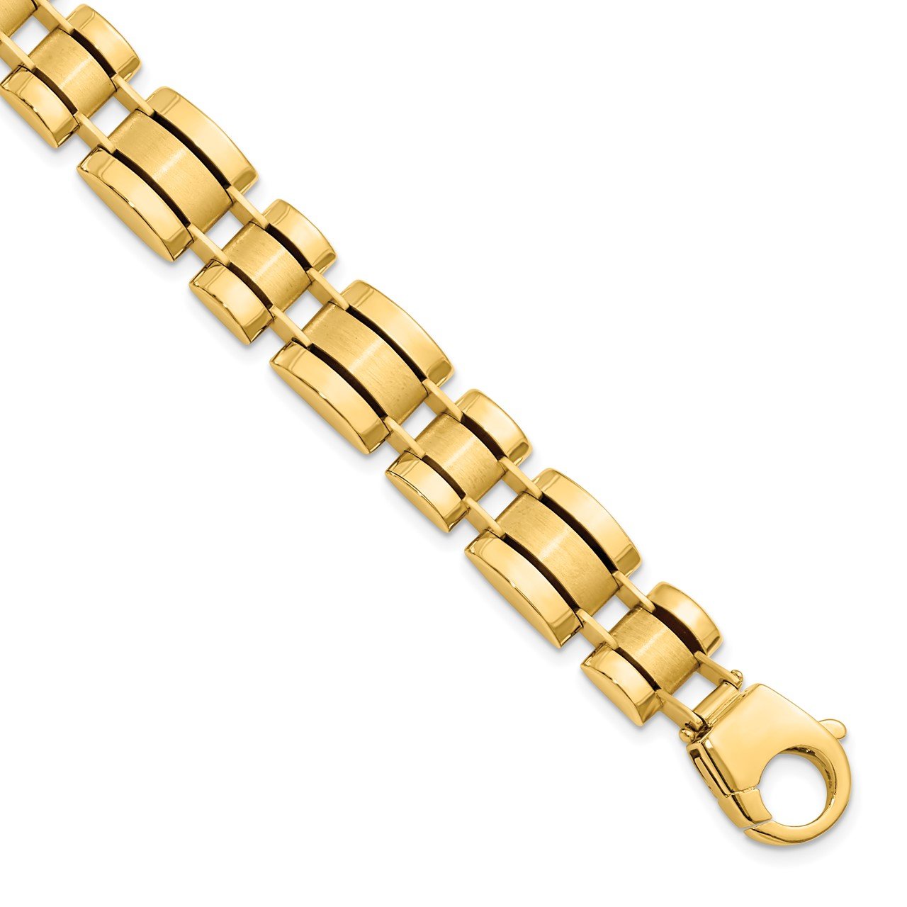 Leslie's 14K Polished and Center Satin Fancy Link Men's Bracelet