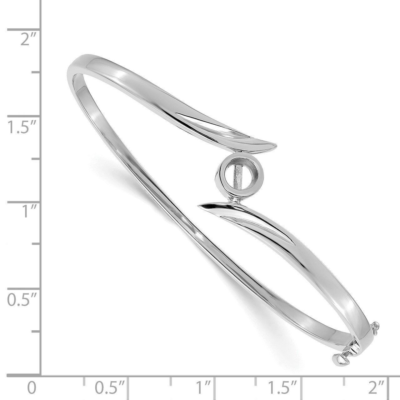 14k White Gold Hinged Bangle Bracelet Mounting-1
