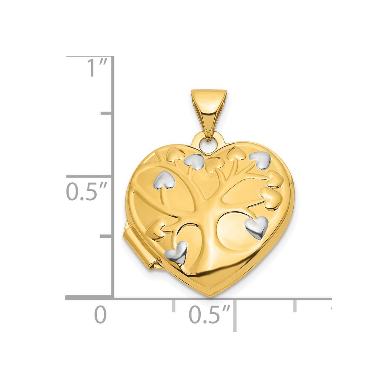 14k with White Rhodium Tree 18mm Heart Locket-2