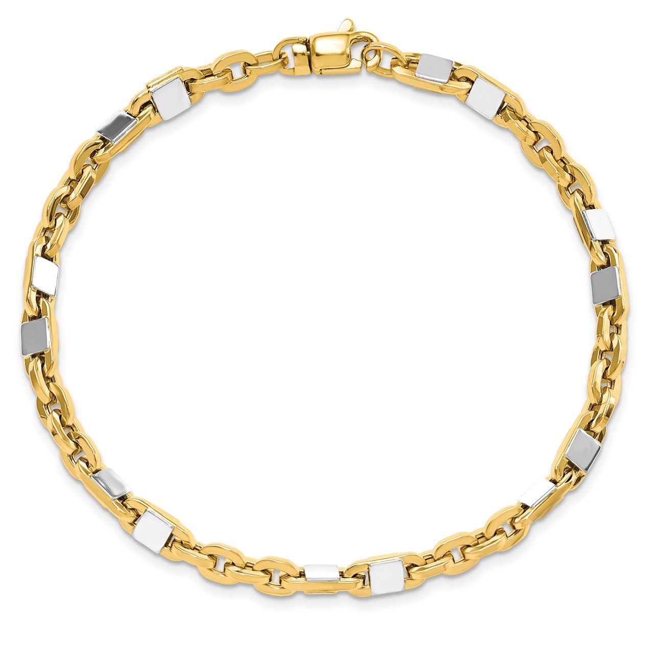 Leslie's 14K Men's Two-tone Polished Link Bracelet-2
