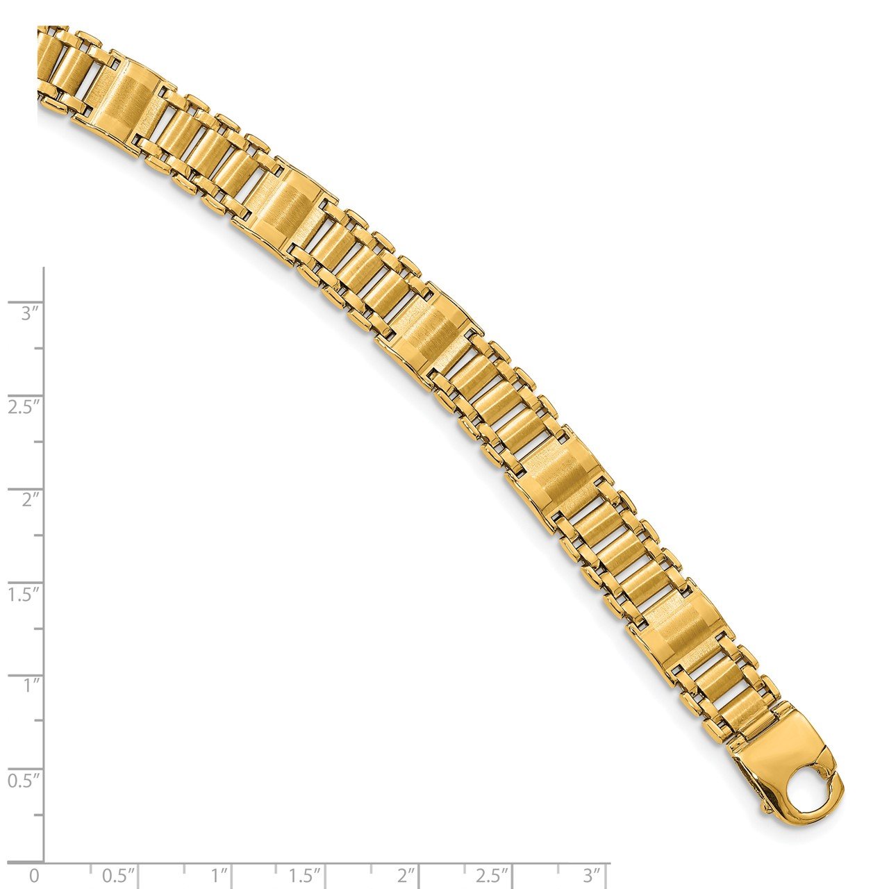14k Satin and Polished Men's Link Bracelet-2
