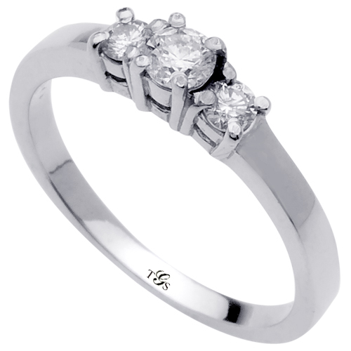 14K White Gold Natural Diamond Engagement Ring