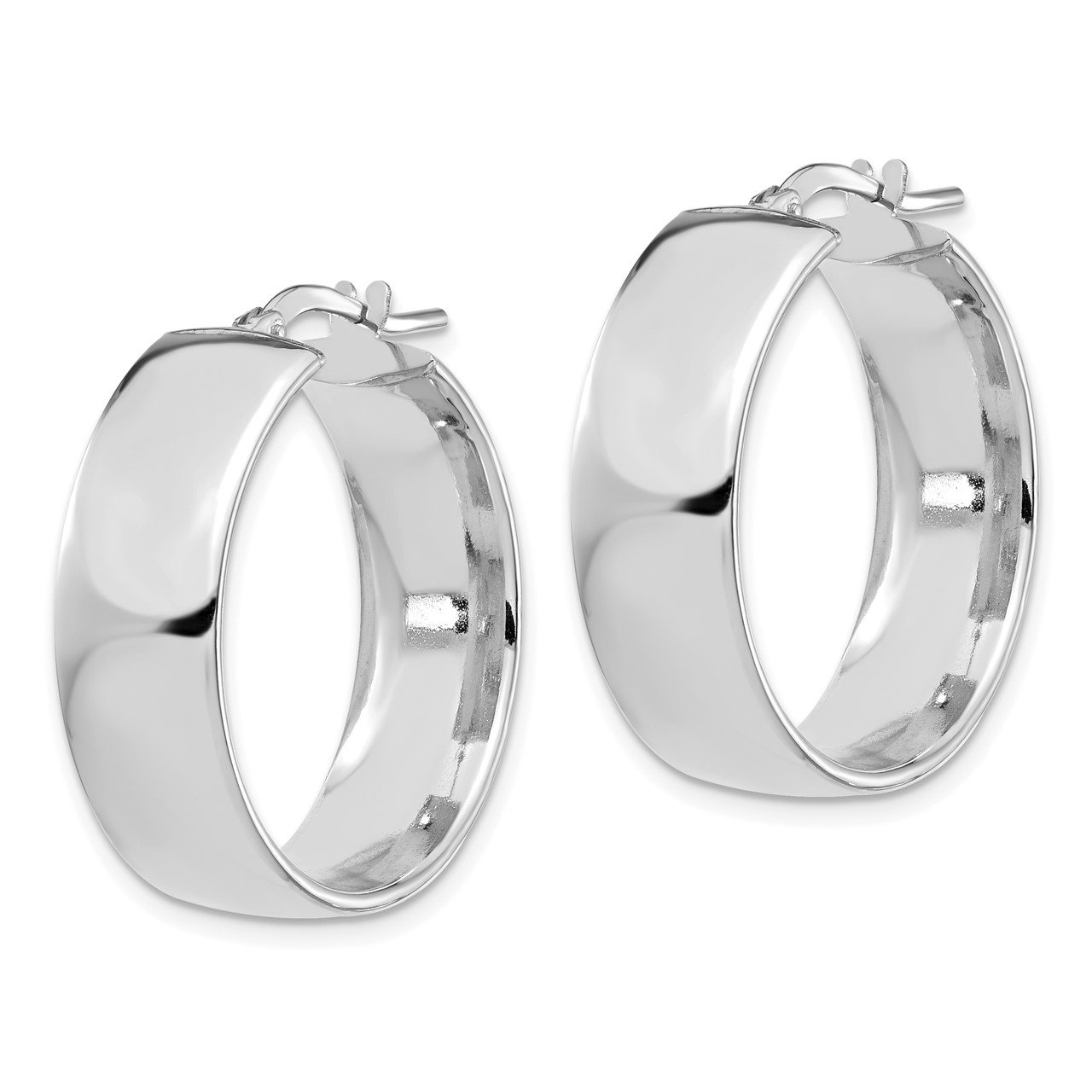 Leslie's 14K White 8mm High Polished Hoop Earrings-1