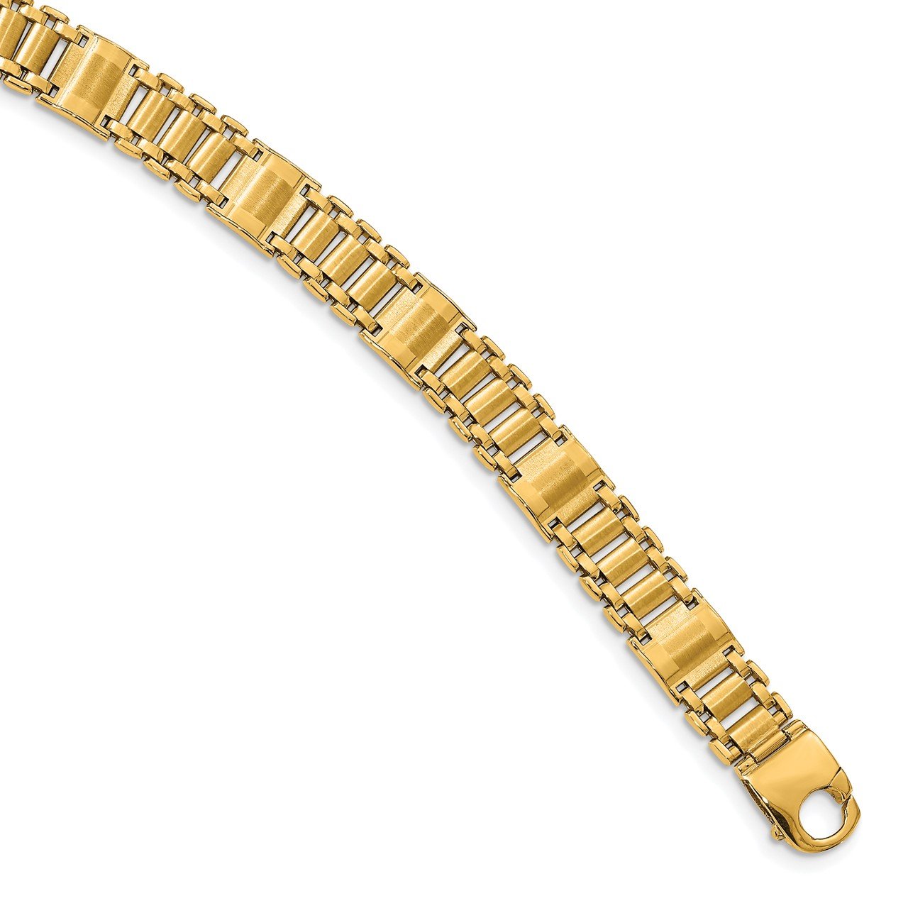 14k Satin and Polished Men's Link Bracelet