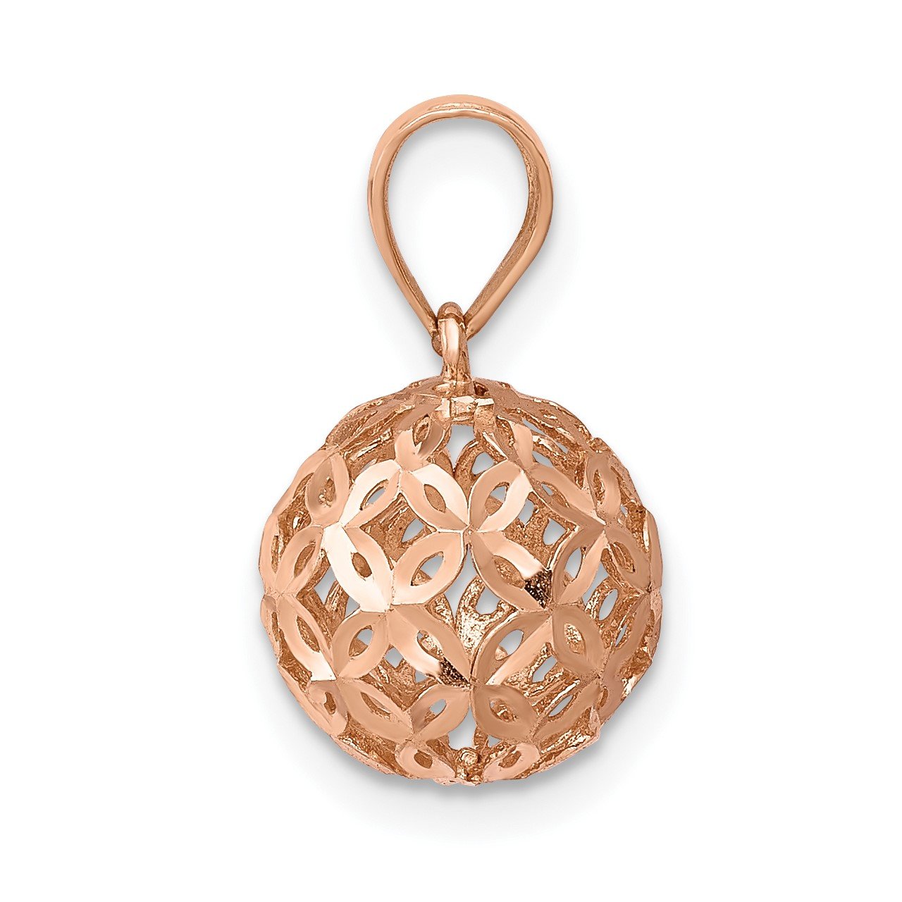 14K Rose Gold D/C Ball Dangle Pendant-1