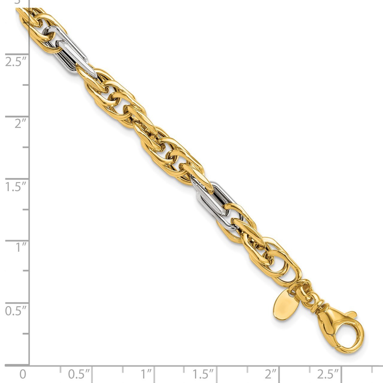 Leslie's 14K Men's Two-tone Polished Link Bracelet-2