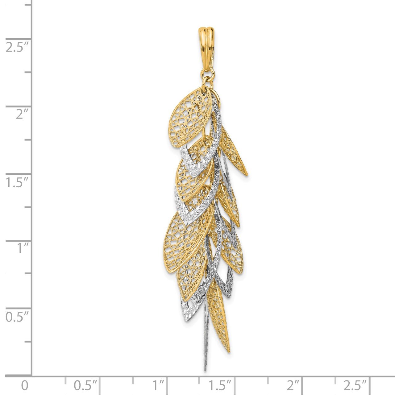 Leslie's 14K Two-tone Polished and Brushed Filigree Pendant-3