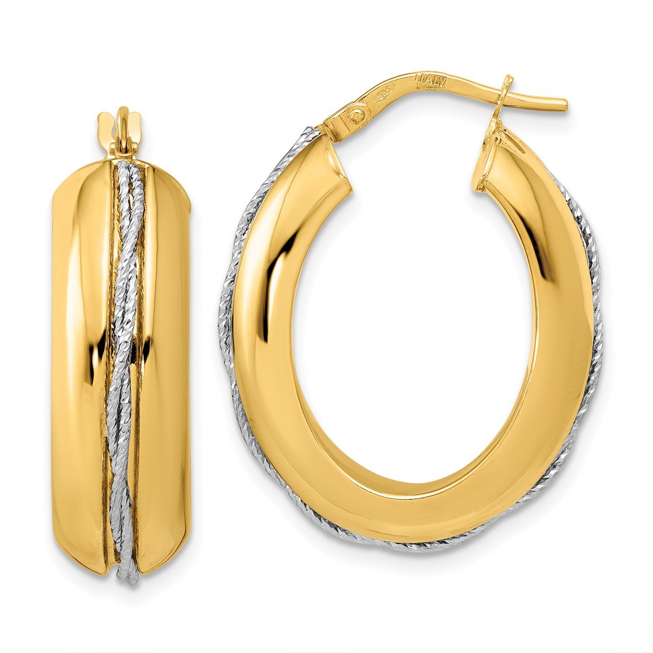 Leslie's 14K Two-tone Polished with Twist Center Hoop Earrings