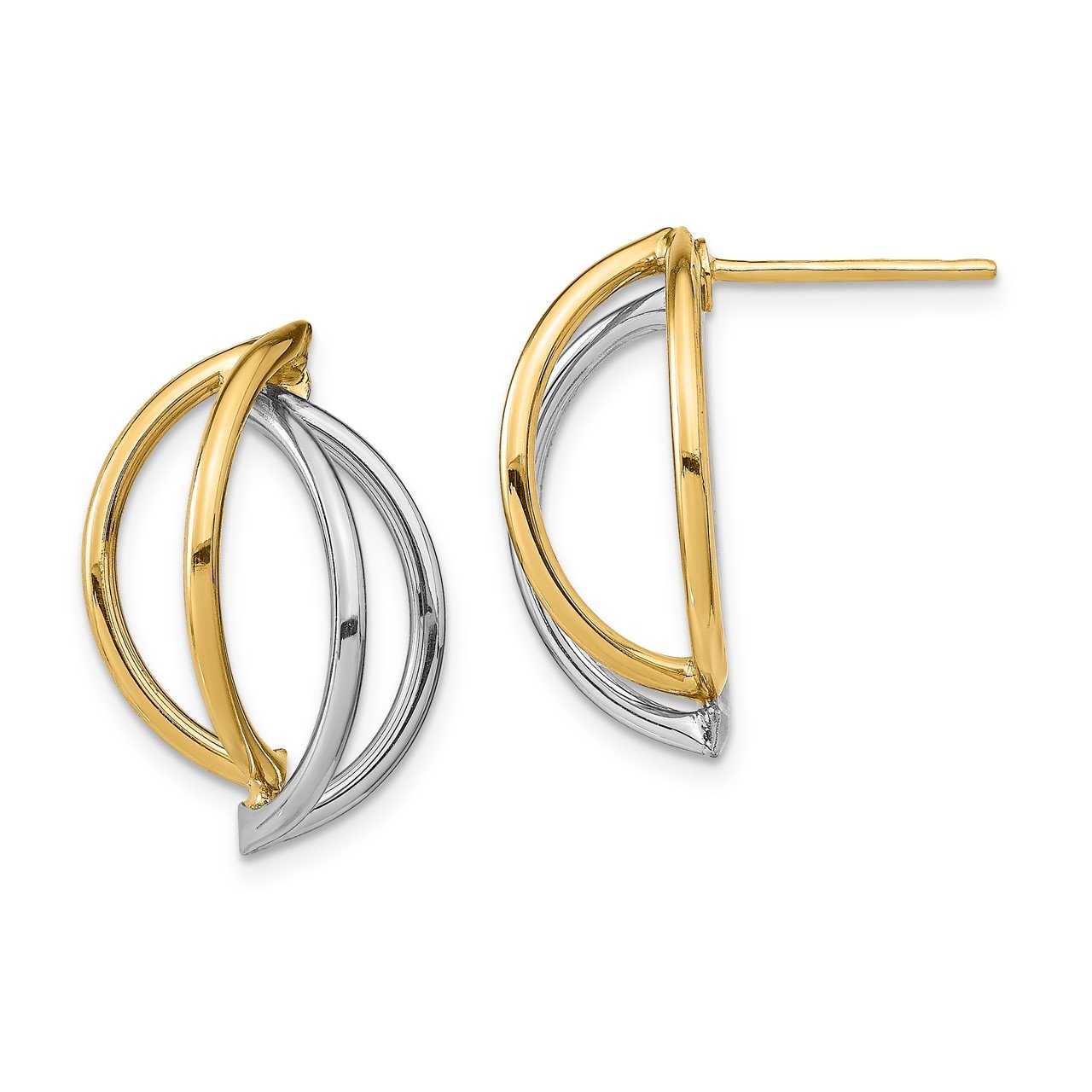 14k with White Rhodium Double Half Circle Wire Post Earrings | The Gold ...