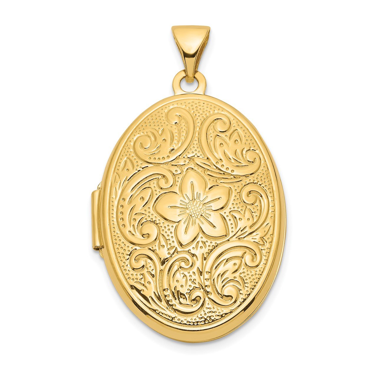 14k Swirl Design Floral 26mm Oval Locket