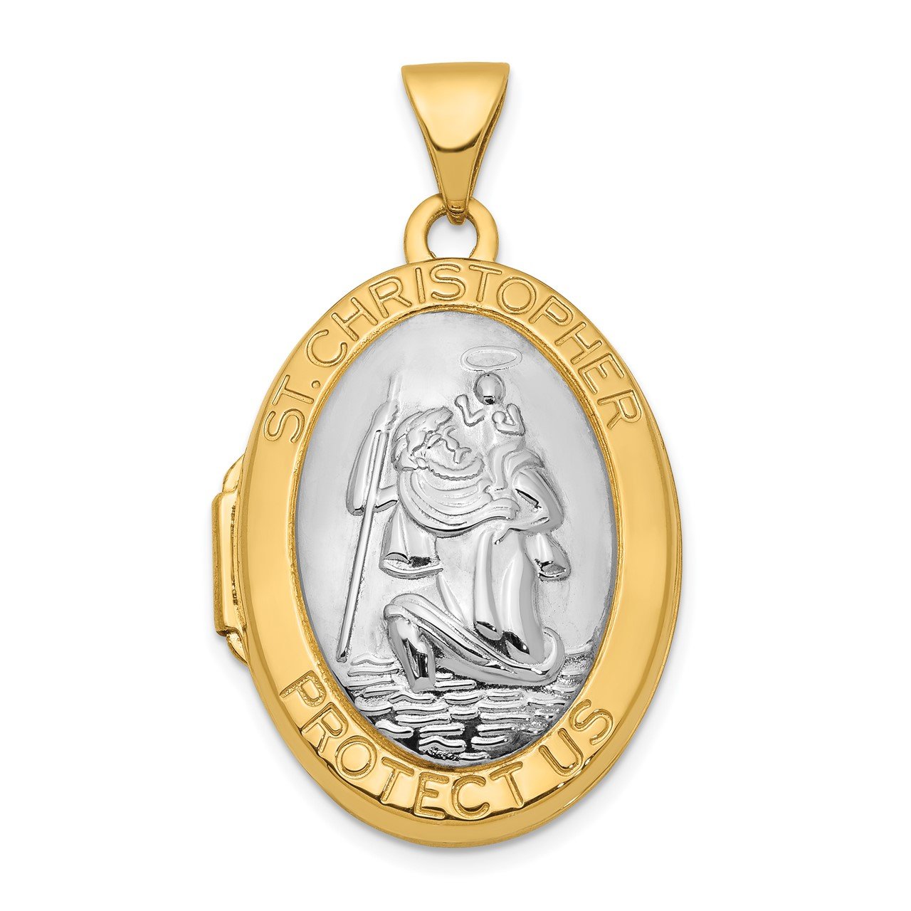 14K Two-tone 23mm Saint Christopher Locket Pendant