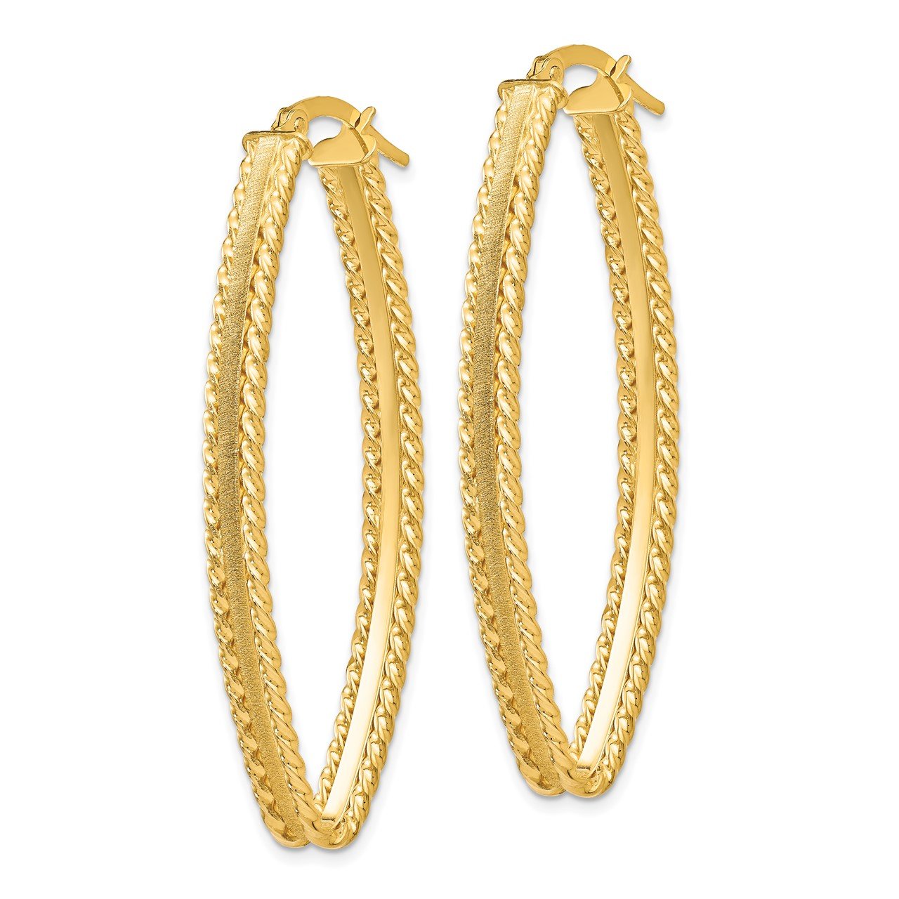 Leslie's 14K Polished Textured Hoop Earrings-1