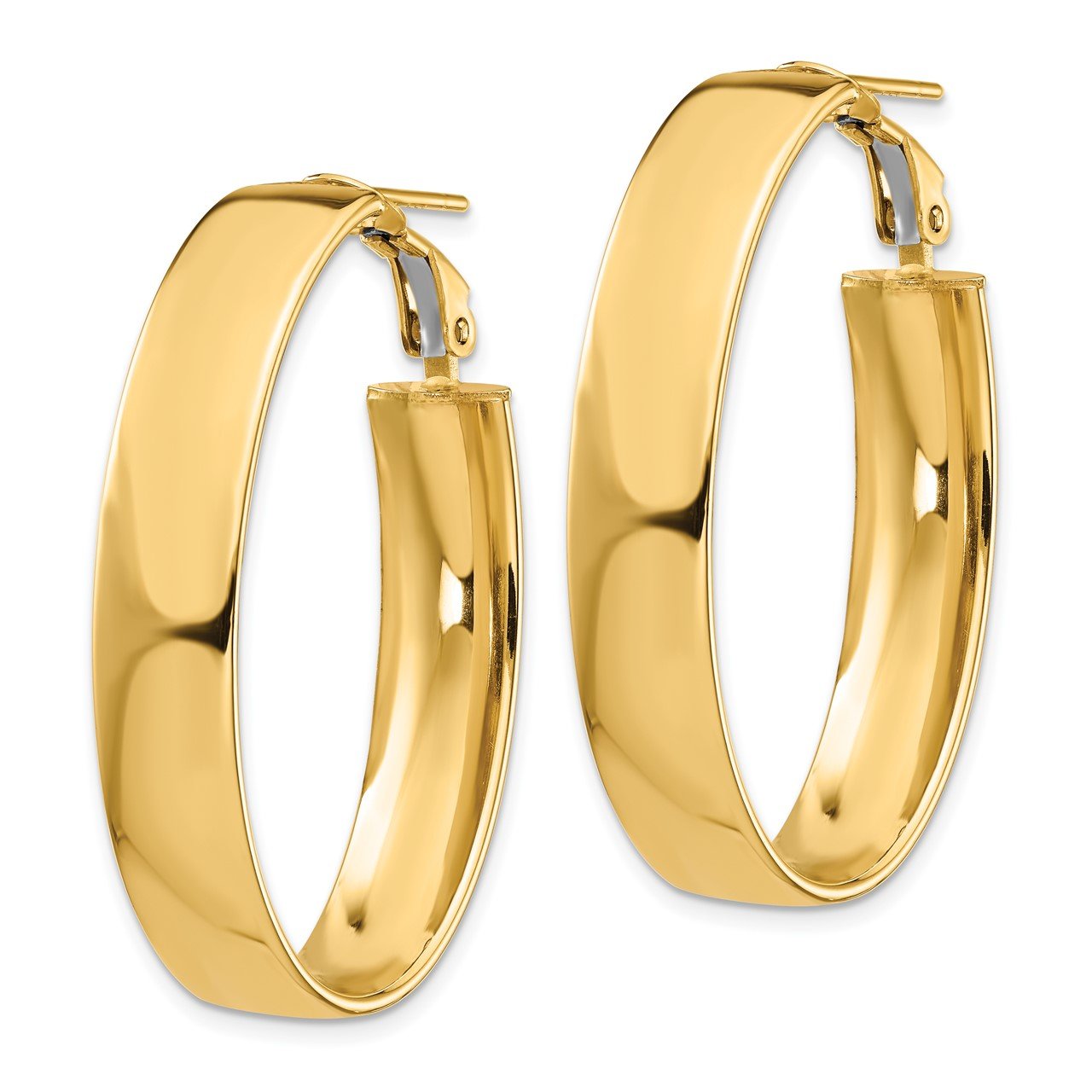 Leslie's 14K 7.75mm High Polished Oval Omega Back Hoop Earrings-1