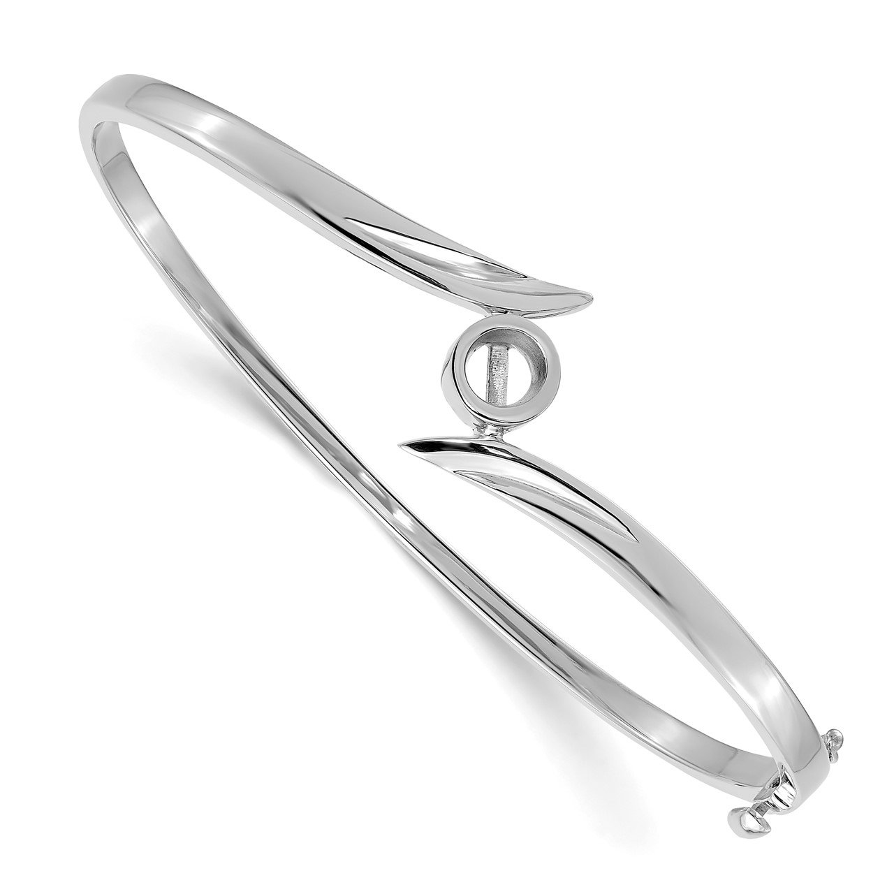 14k White Gold Hinged Bangle Bracelet Mounting