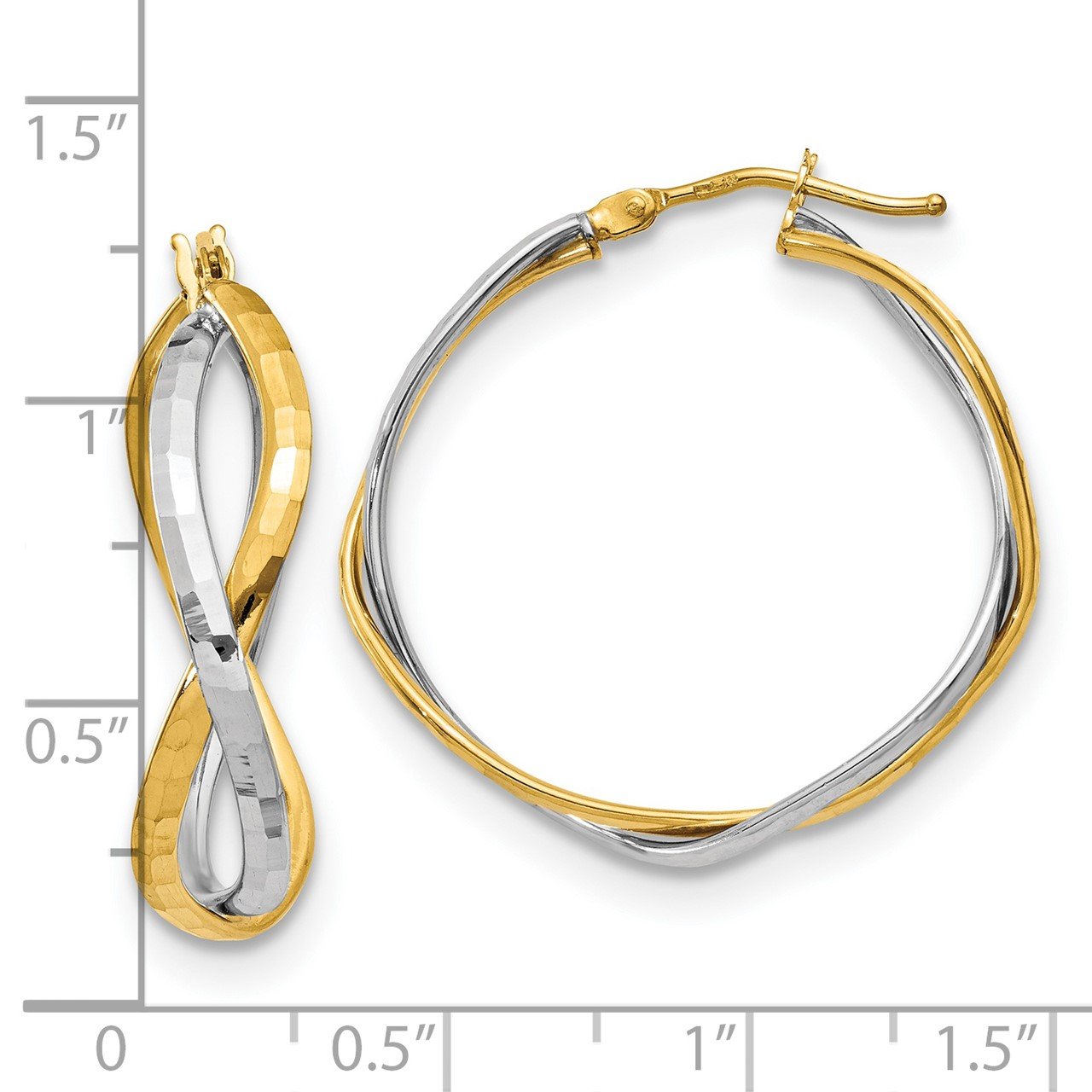 Leslie's 14K Two-tone Polished Criss Cross Hoop Earrings-2