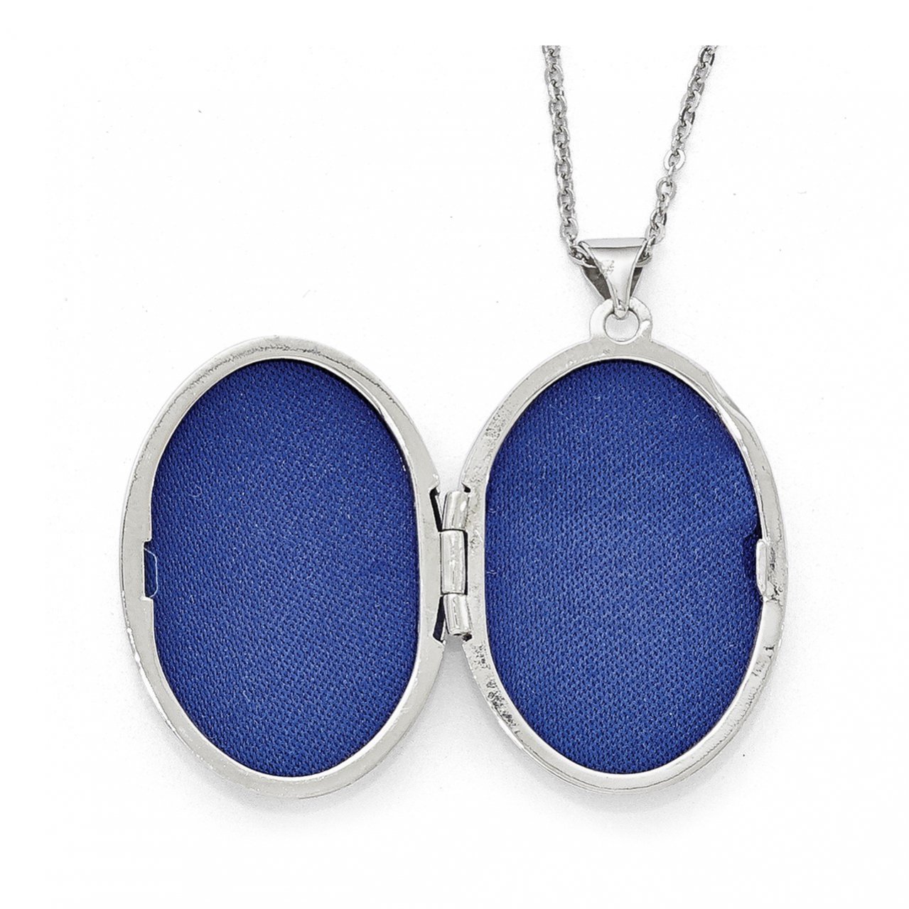 Leslie's 14k White Gold Polished D/C Oval Locket Pendant-1