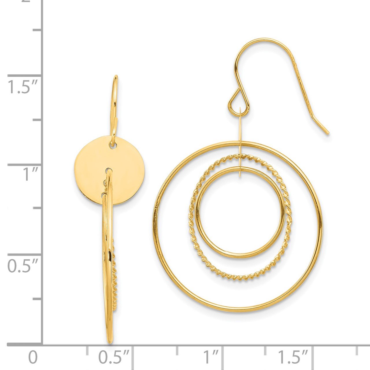 14K Circle Dangle Earrings-2