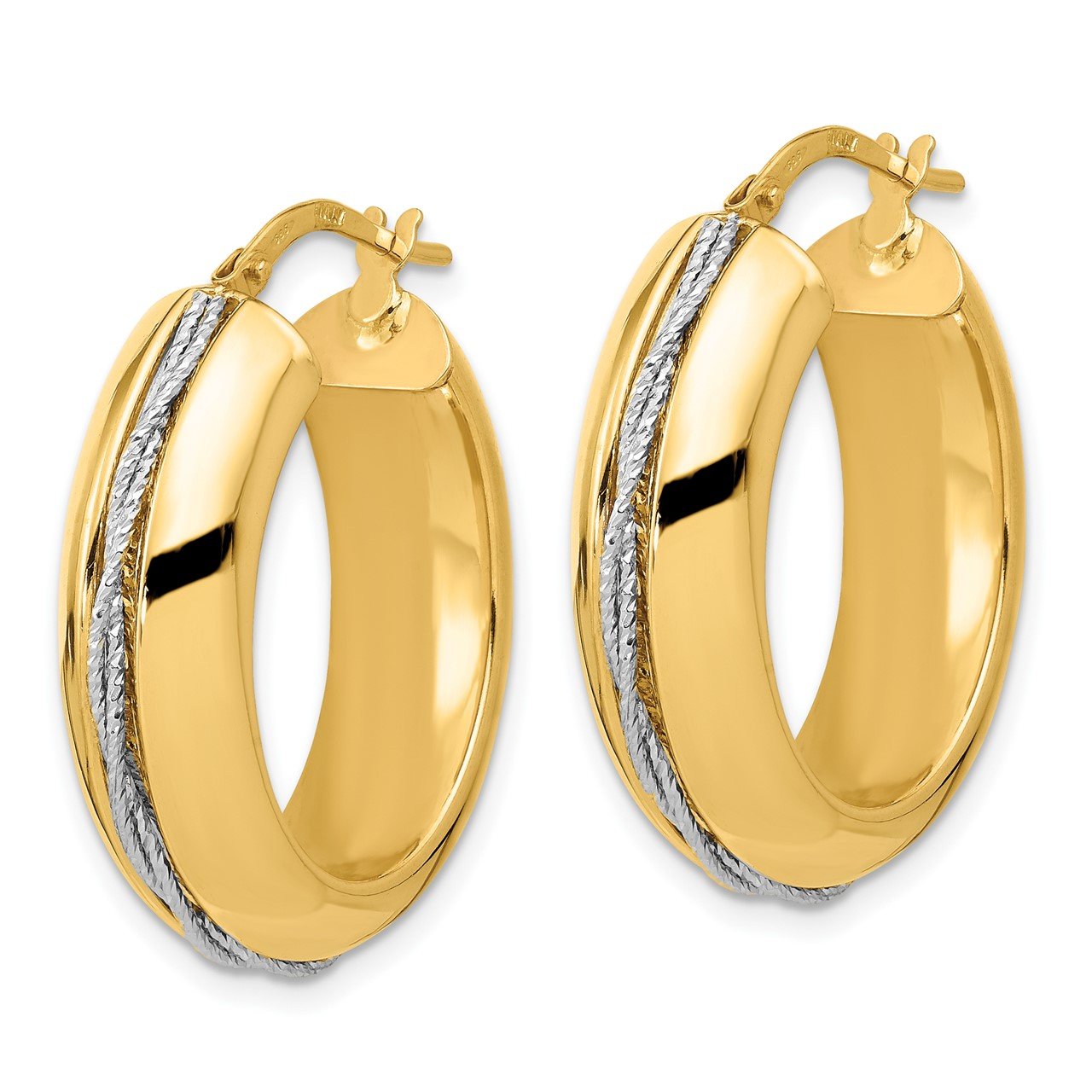 Leslie's 14K Two-tone Polished with Twist Center Hoop Earrings-1