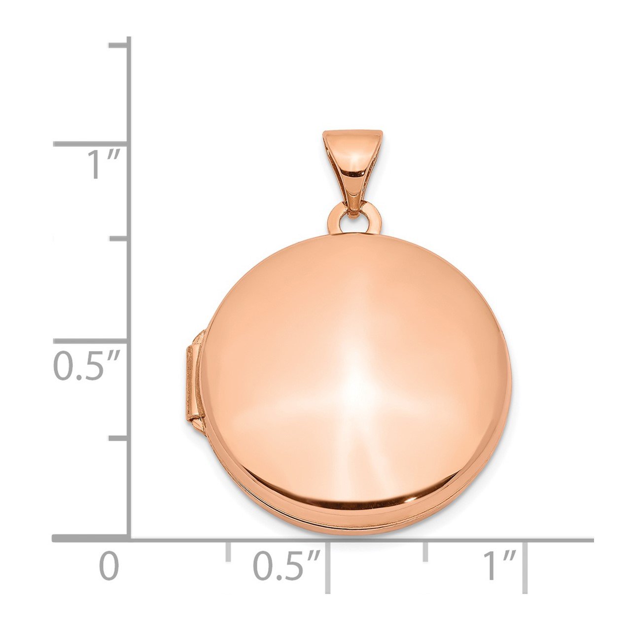 14k Rose Gold 20mm Round Plain Flat Locket-4