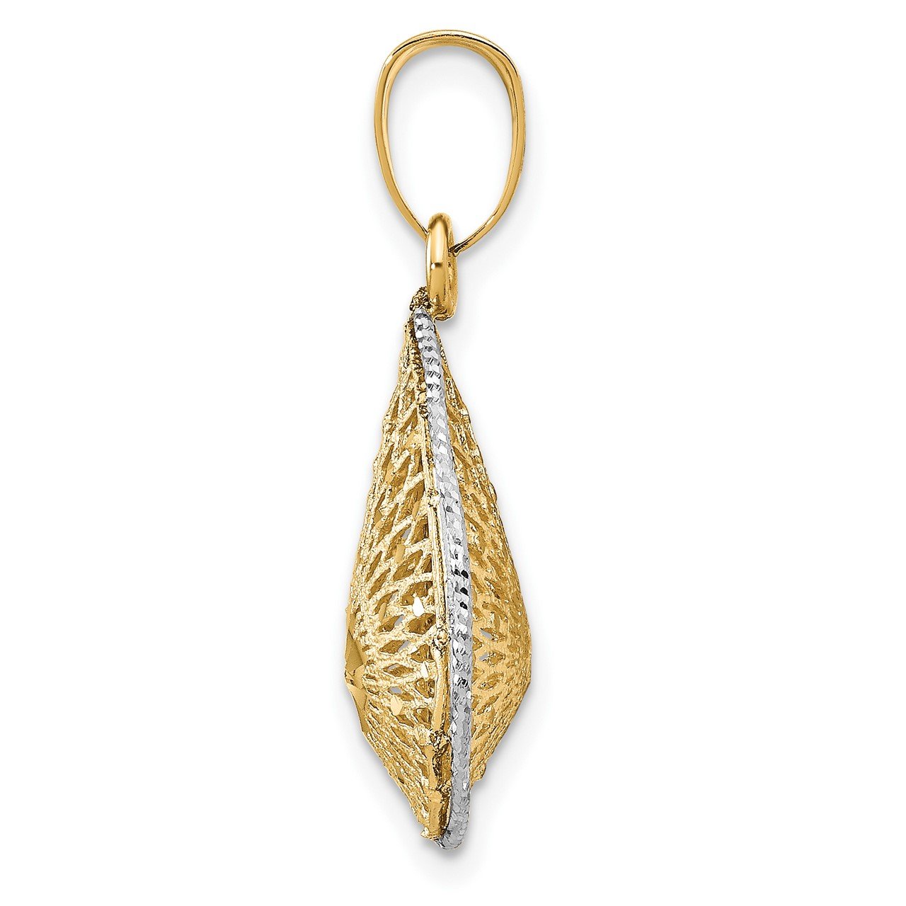 Leslie's 14k Rhodium-plated D/C Filigree Teardrop Pendant-1