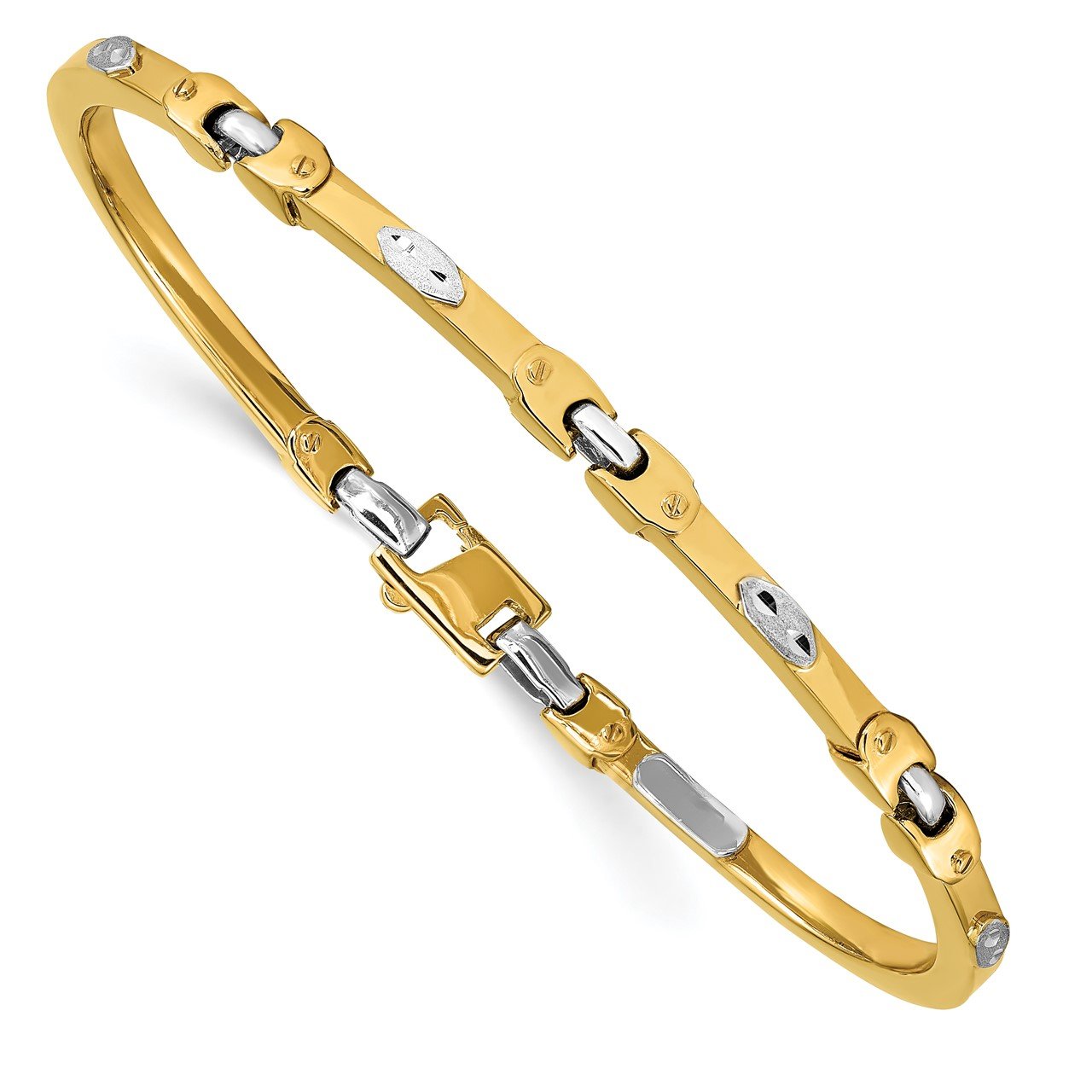 Leslie's 14k Two-tone Polished and Brushed Bangle