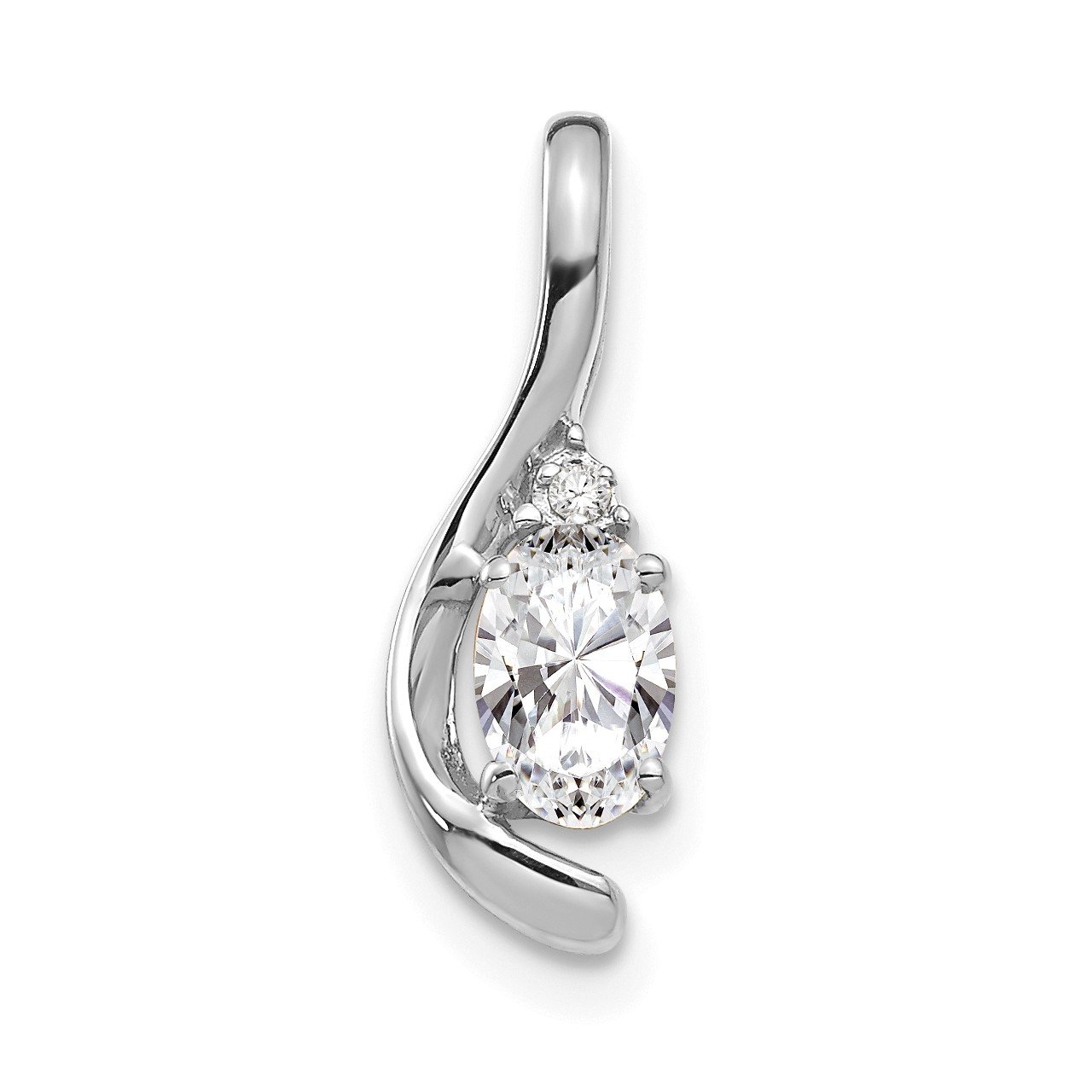 14k White Gold White Topaz and Diamond Pendant