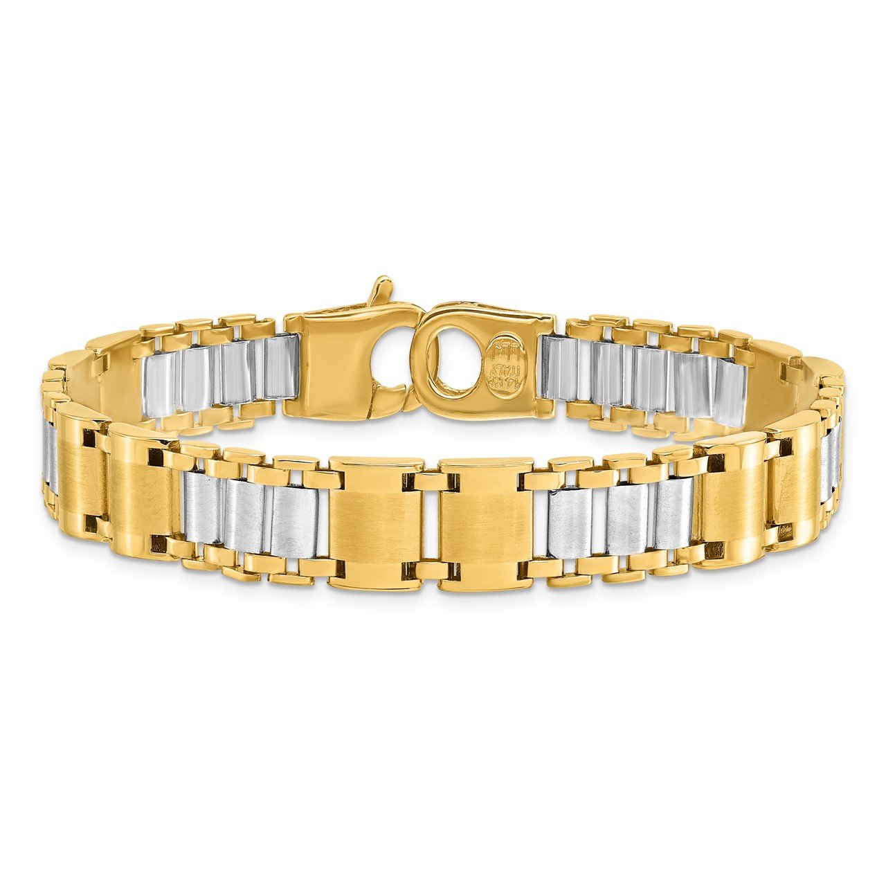 Leslie's 14K Two-tone Polished and Brushed Fancy Link Men's Bracelet-2