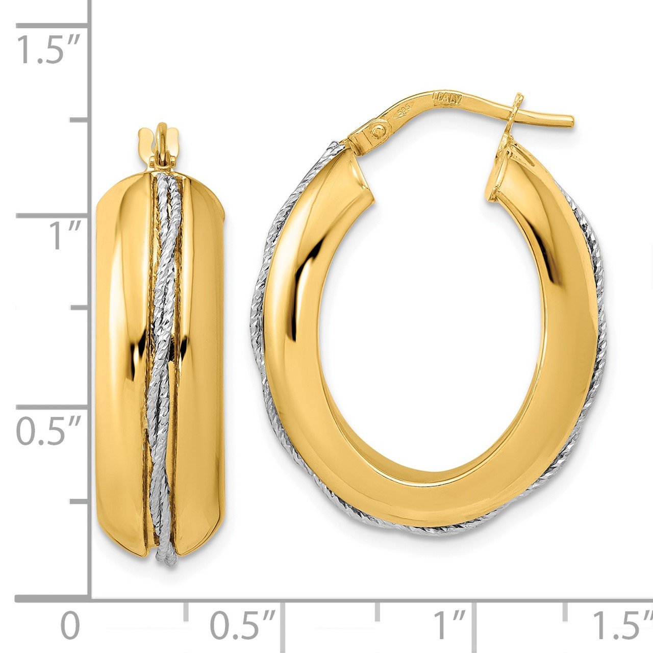 Leslie's 14K Two-tone Polished with Twist Center Hoop Earrings-2