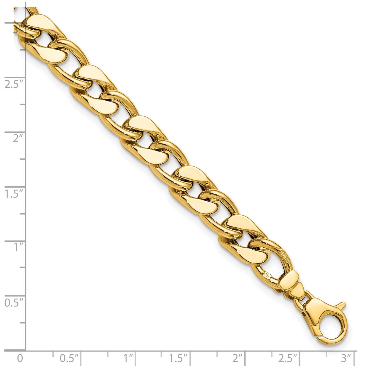 Leslie's 14K Polished Men's Curb Link Bracelet-3