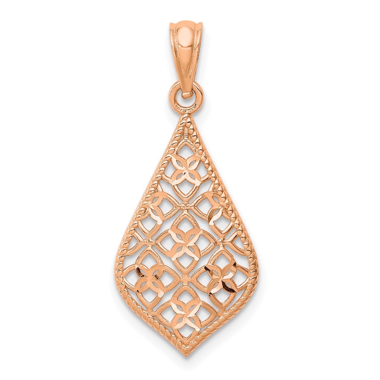 14K Rose Gold D/C Dangle Pendant