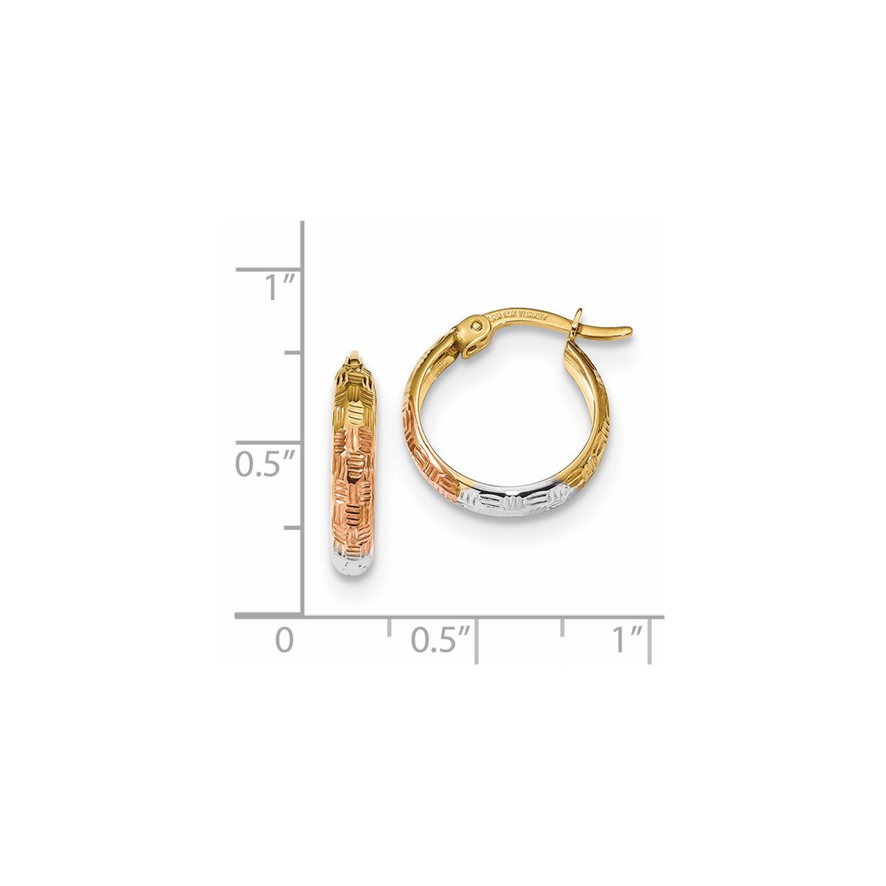 14k White and Rose Rhodium-plated D/C Hoop Earrings-1