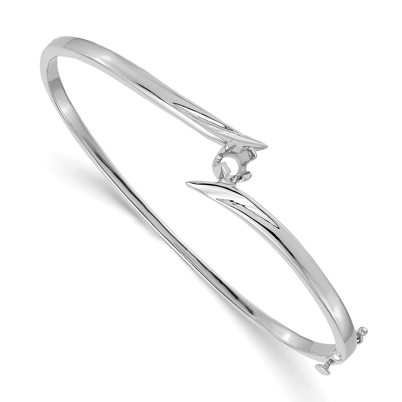 14k White Gold Hinged Bangle Bracelet Mounting