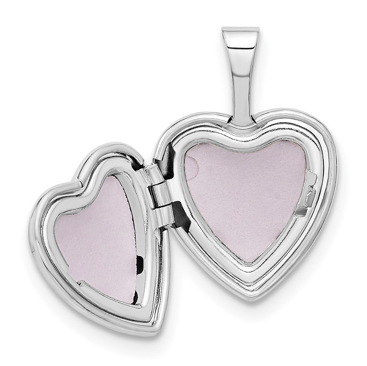 14k White Gold 12mm Satin with Enamel Rose Heart Locket-4