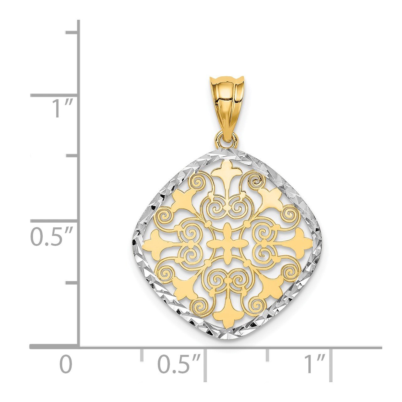 14K and White Rhodium D/C Fancy Pendant-2