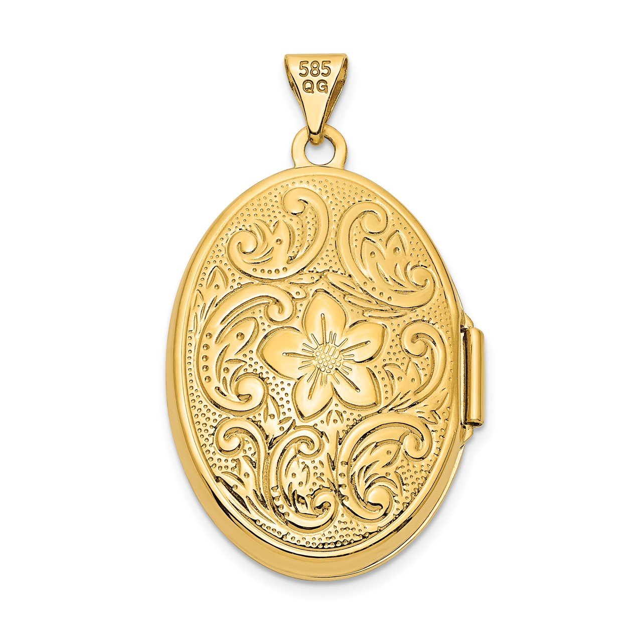 14k Swirl Design Floral 26mm Oval Locket-3