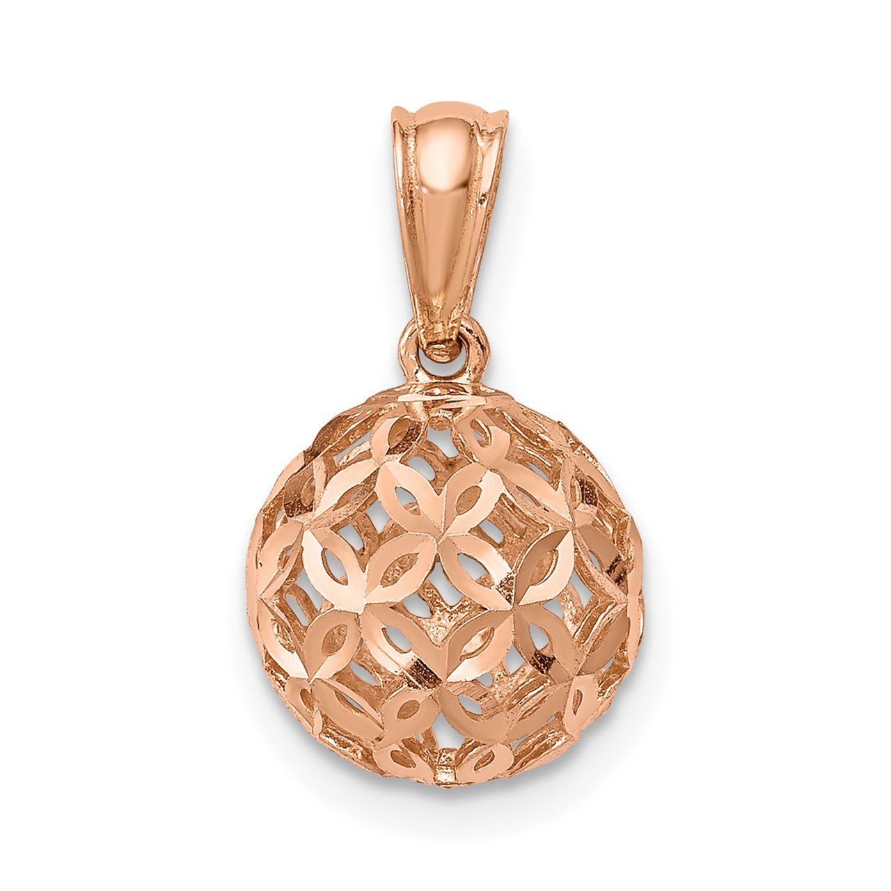 14K Rose Gold D/C Ball Dangle Pendant