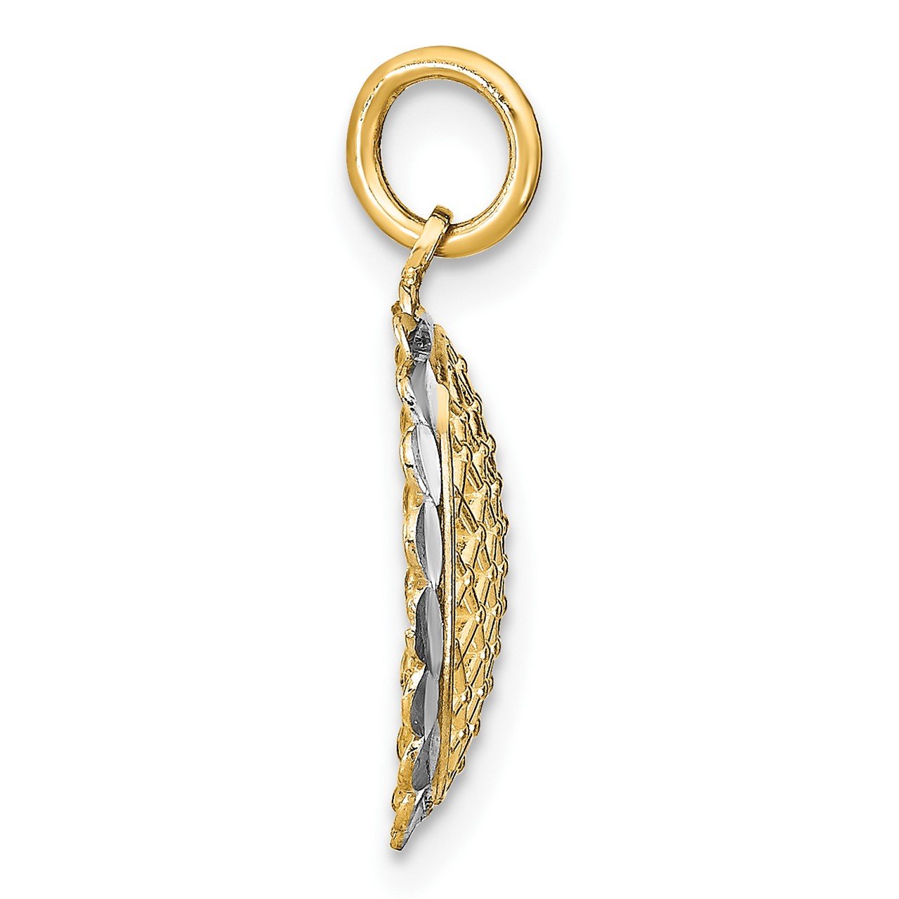 14K with Rhodium D/C Sunflower Pendant Charm-1