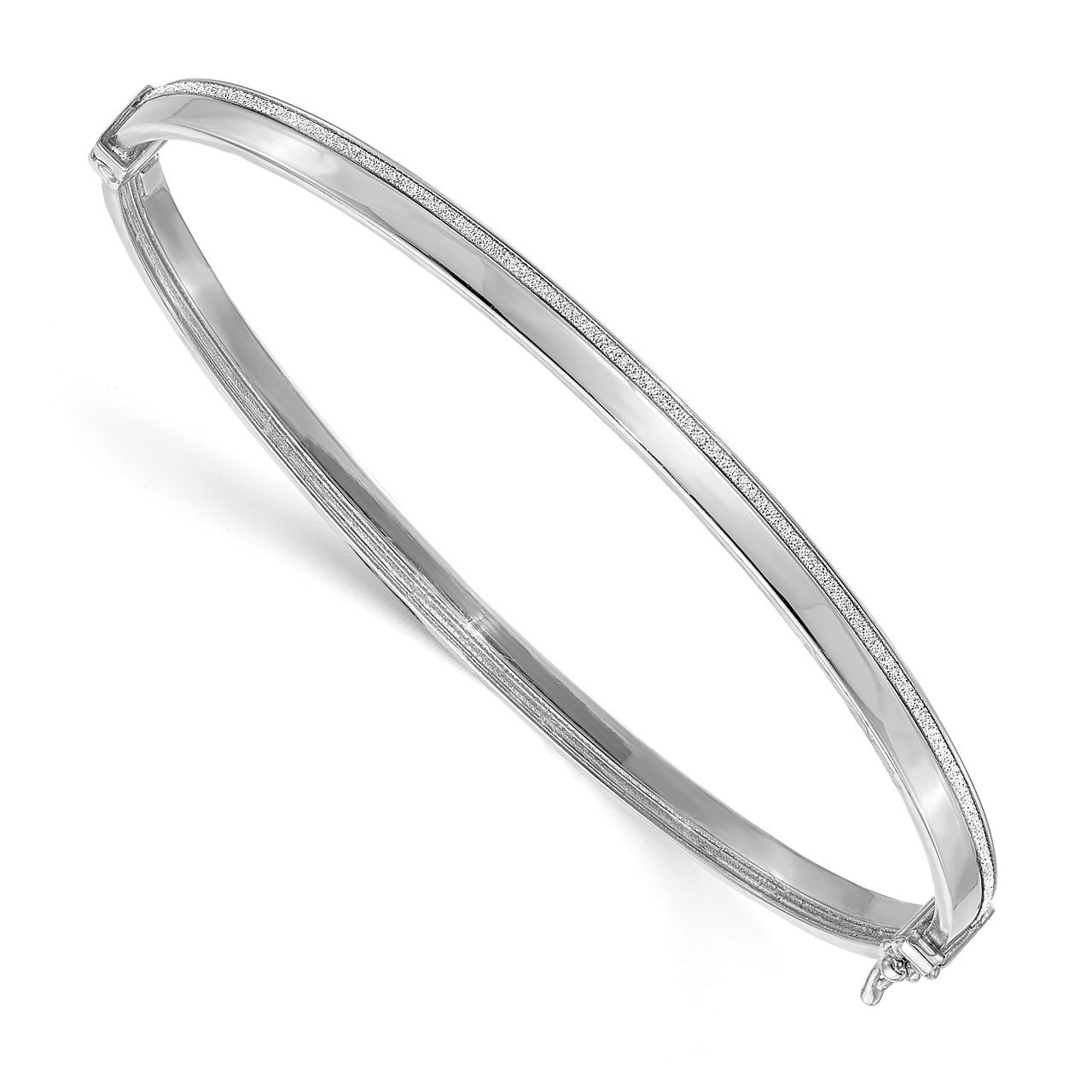 Leslie's 14K White Gold Polished Glimmer Infused Hinged Bangle