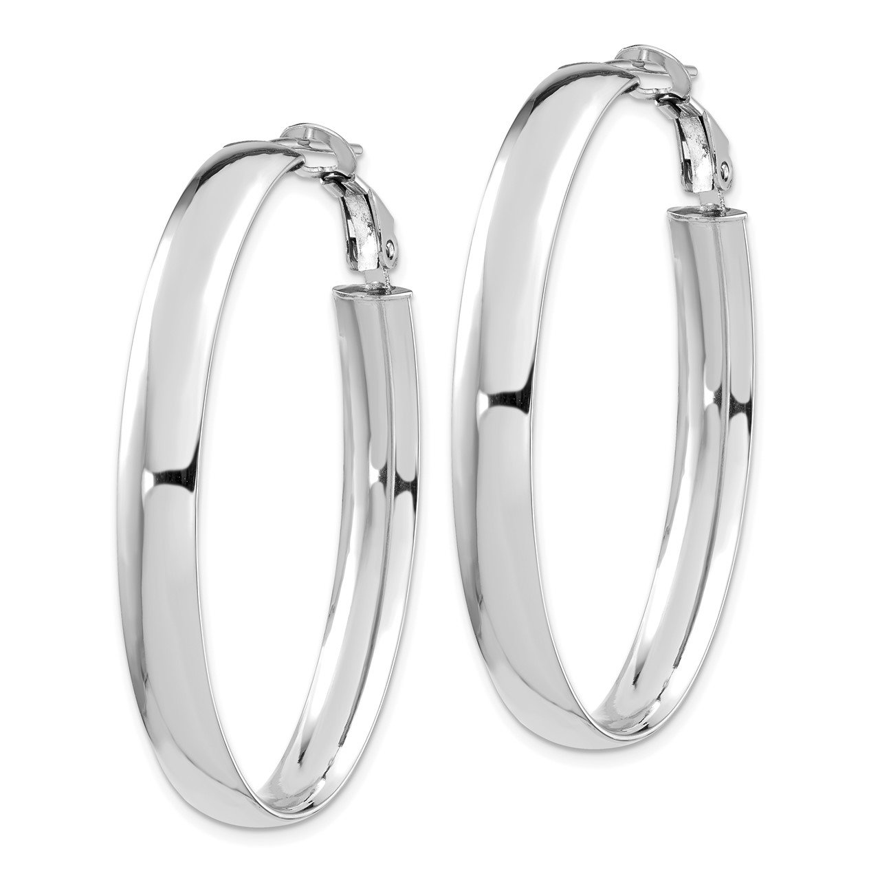 Leslie's 14K White Gold 6mm High Polished Omega Back Hoop Earrings-1