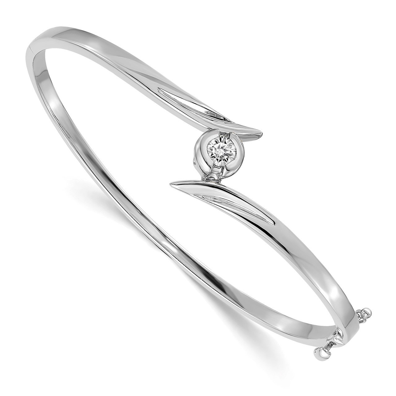 14k White Gold Hinged Bangle Bracelet Mounting