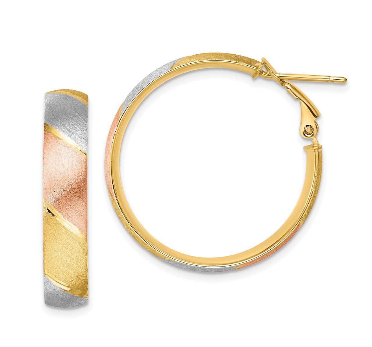 Leslie's 14K with W and R-plated Brushed Hoop Earrings