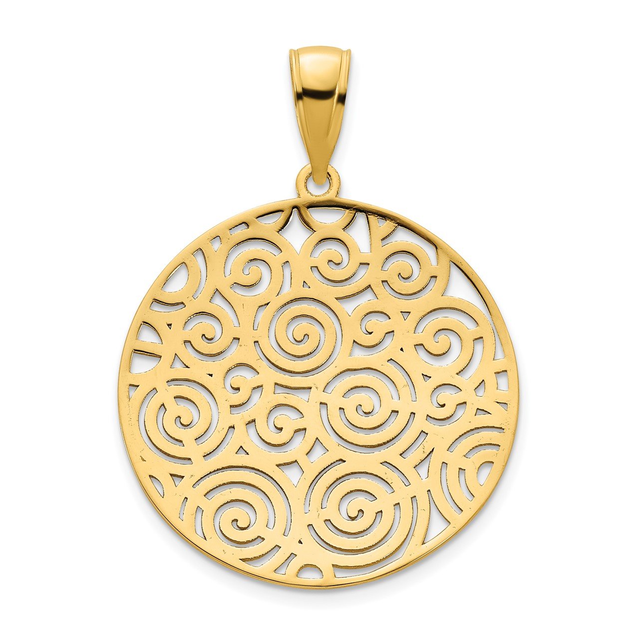 14k Fancy Filigree Disc Pendant-3