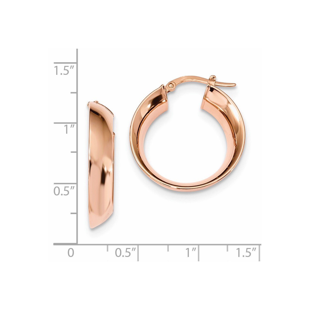 14k Rose Polished Circle Hoop Earrings-1