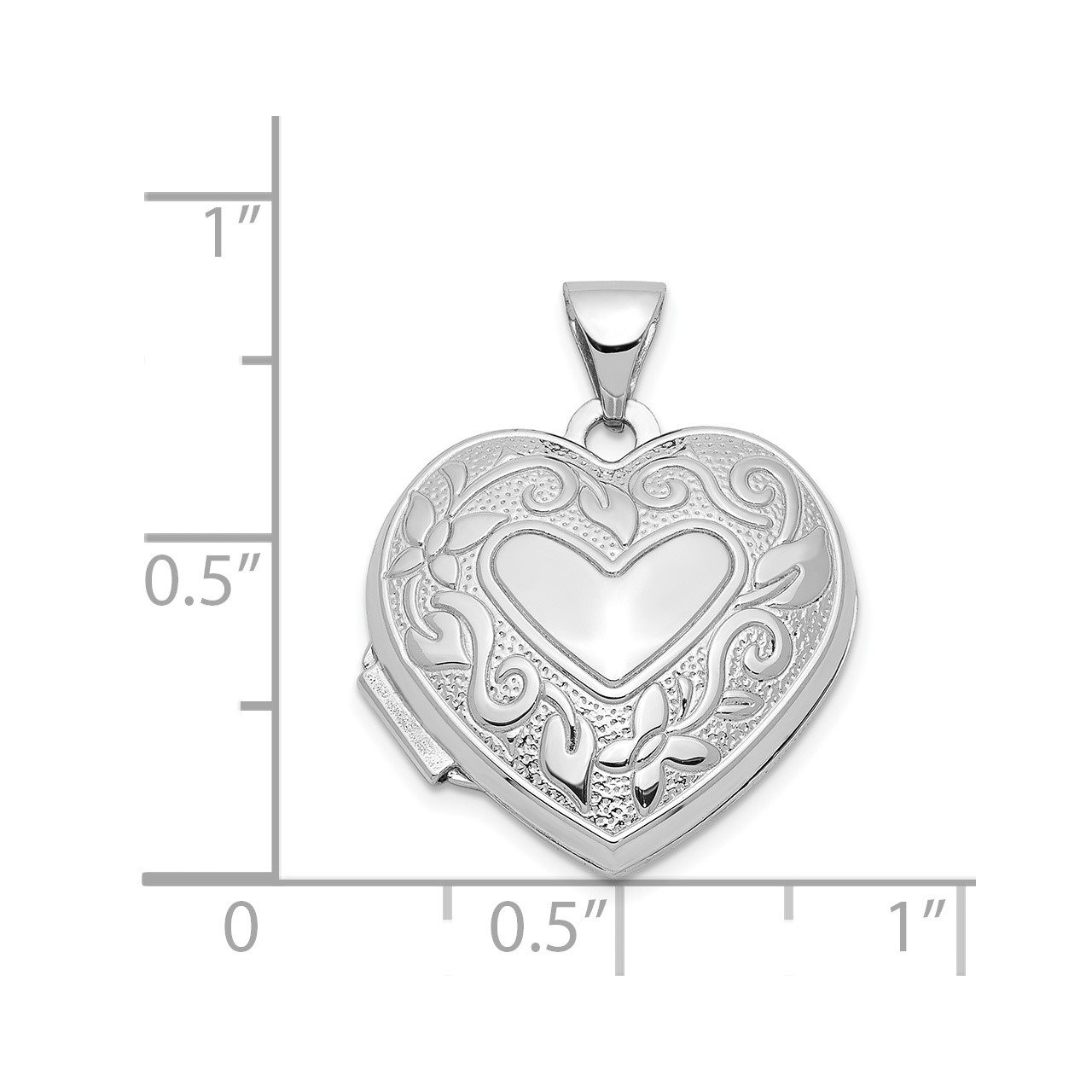 14k White Gold 18mm Heart Locket-4