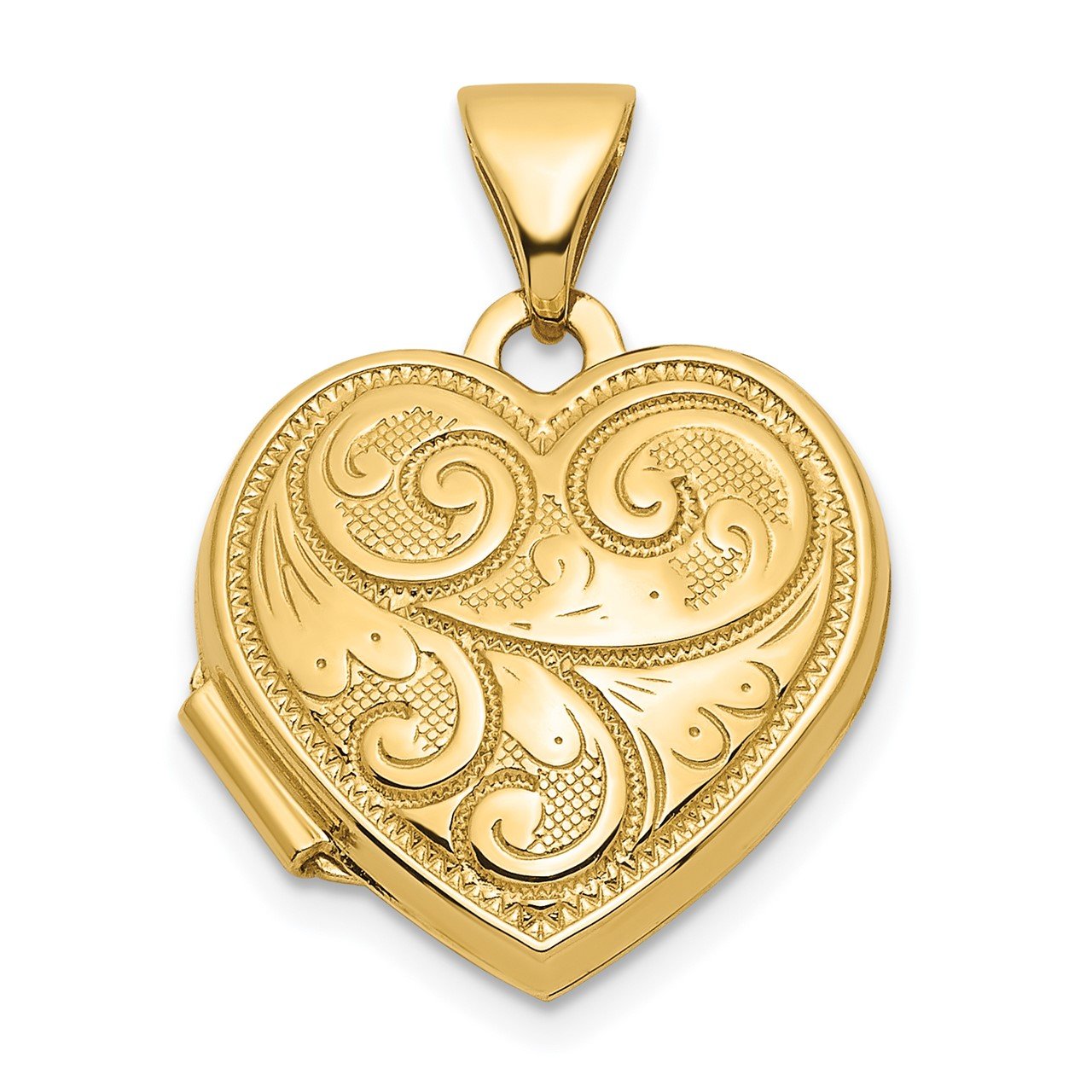 14k Swirl Design 15mm Heart Locket