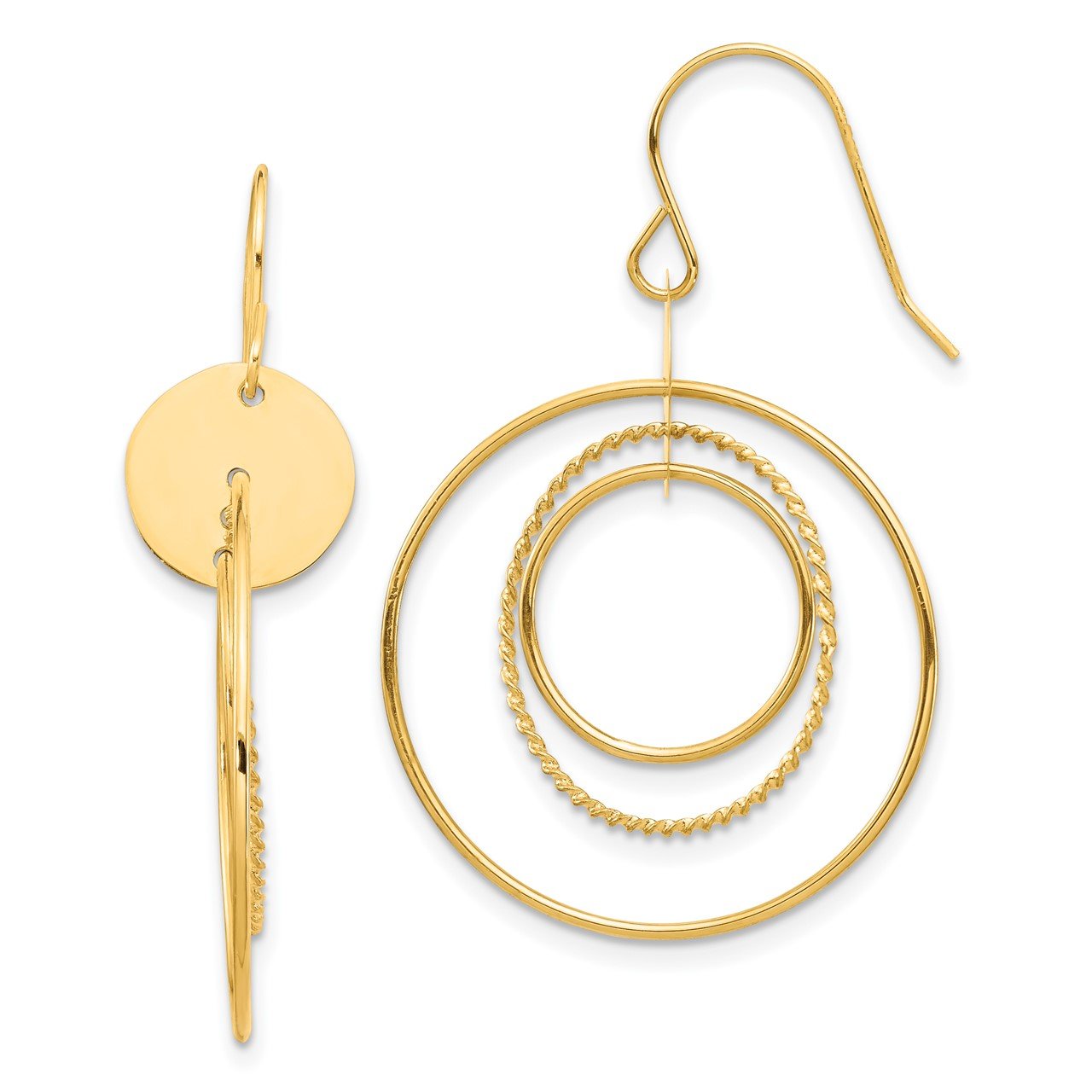 14K Circle Dangle Earrings